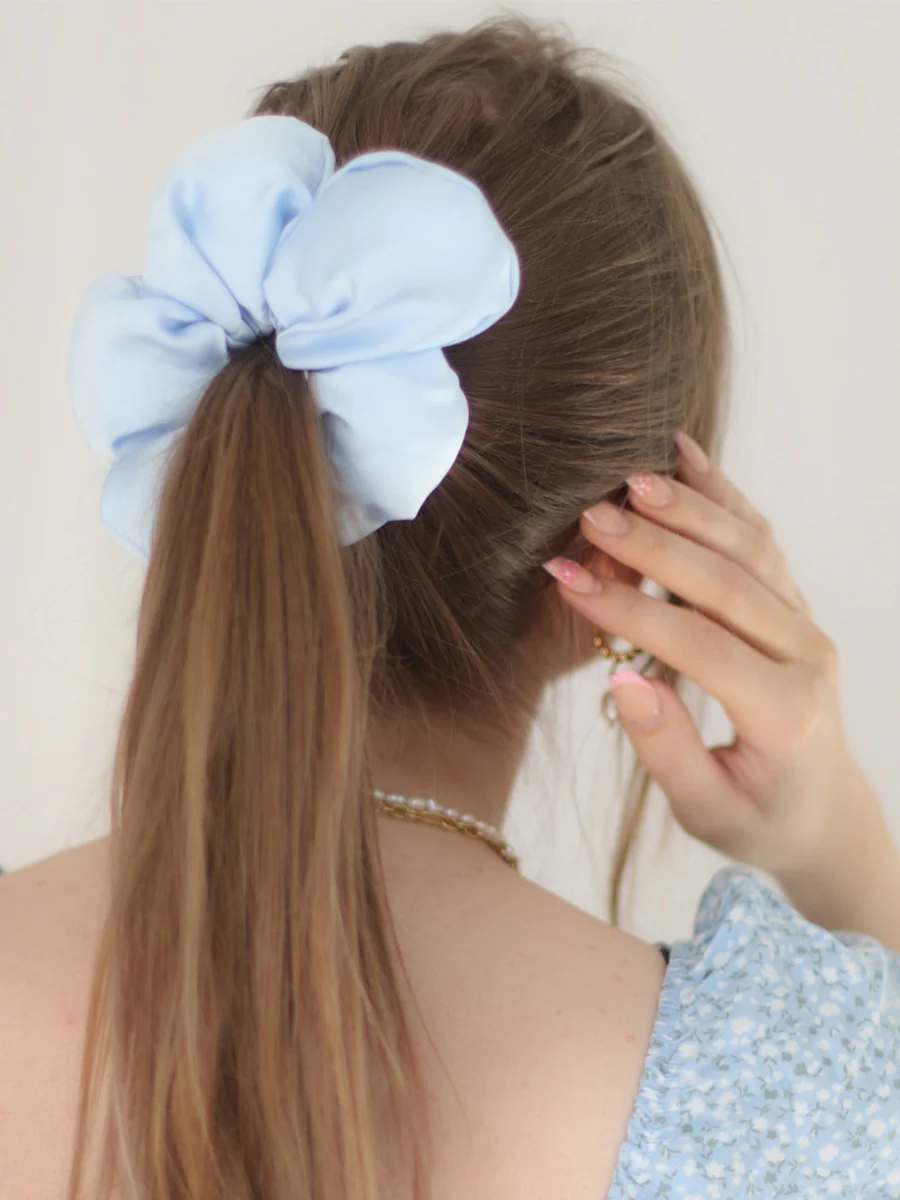 Cream Blossom Blue Scrunchie - Image 5