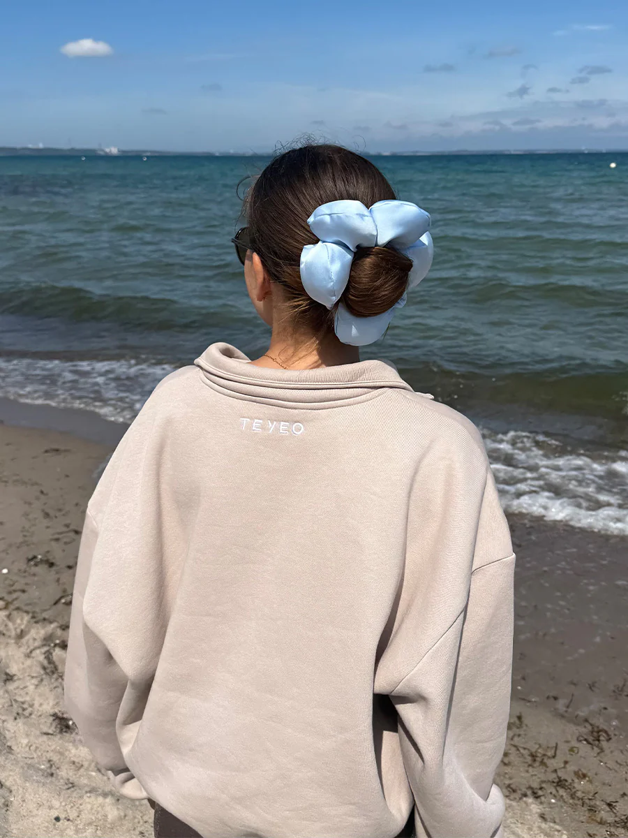 Cream Blossom Blue Scrunchie - Image 7
