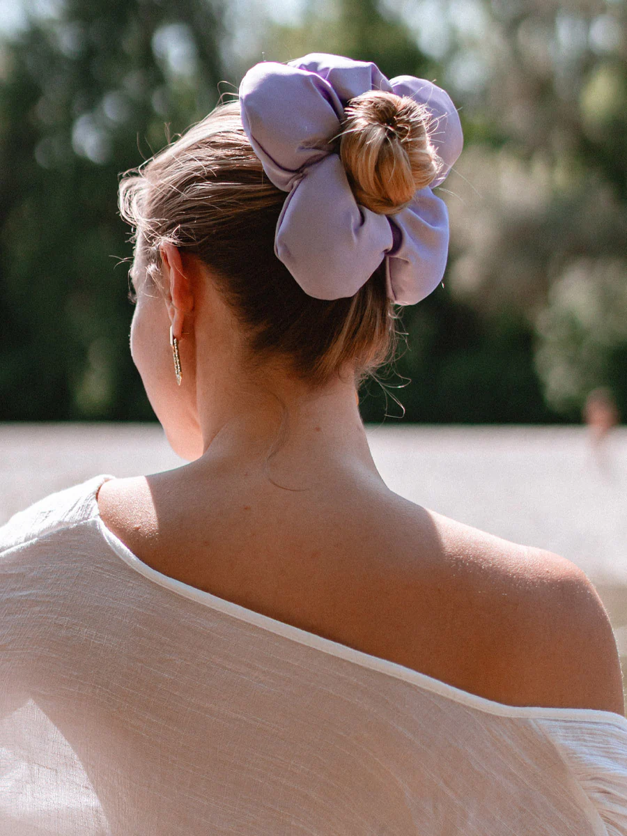 Cream Blossom Purple Scrunchie - Image 6