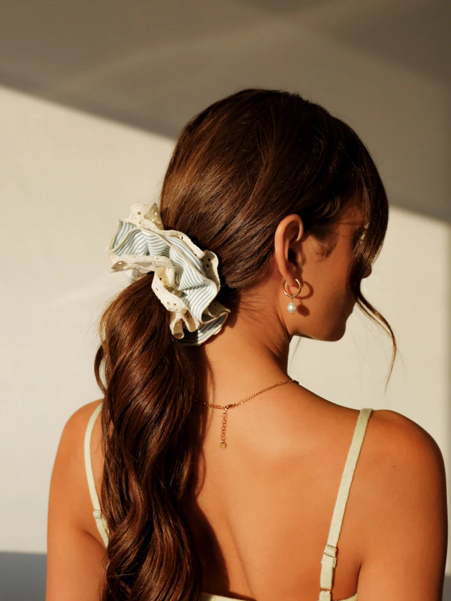 Floral Blue Scrunchie - Image 4