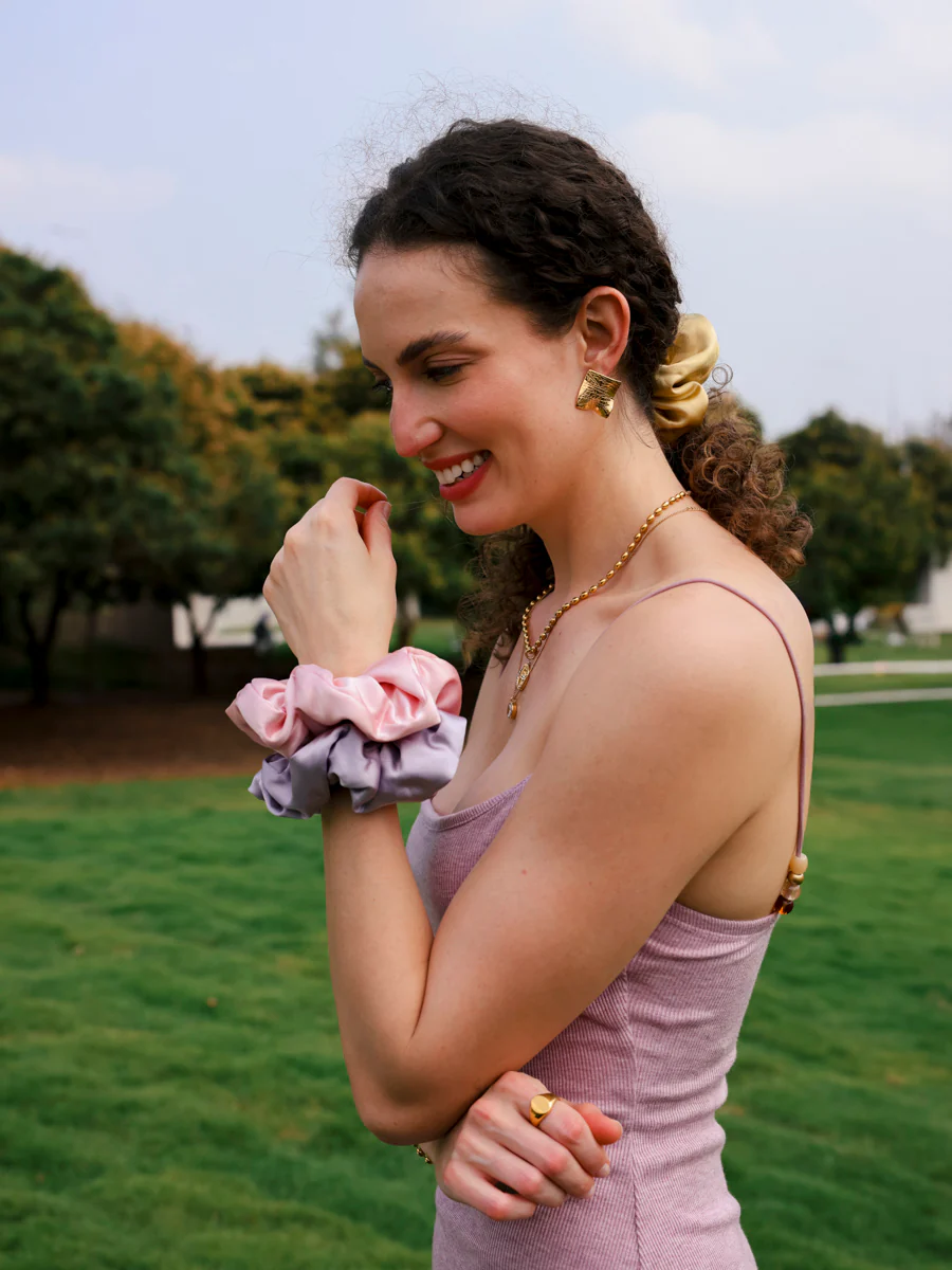 Fluffy Touch Pure Silk Scrunchie Light Pink - Image 6