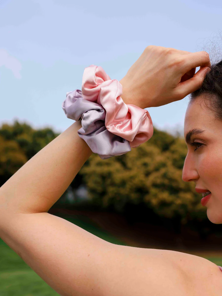 Fluffy Touch Pure Silk Scrunchie Light Purple - Image 6