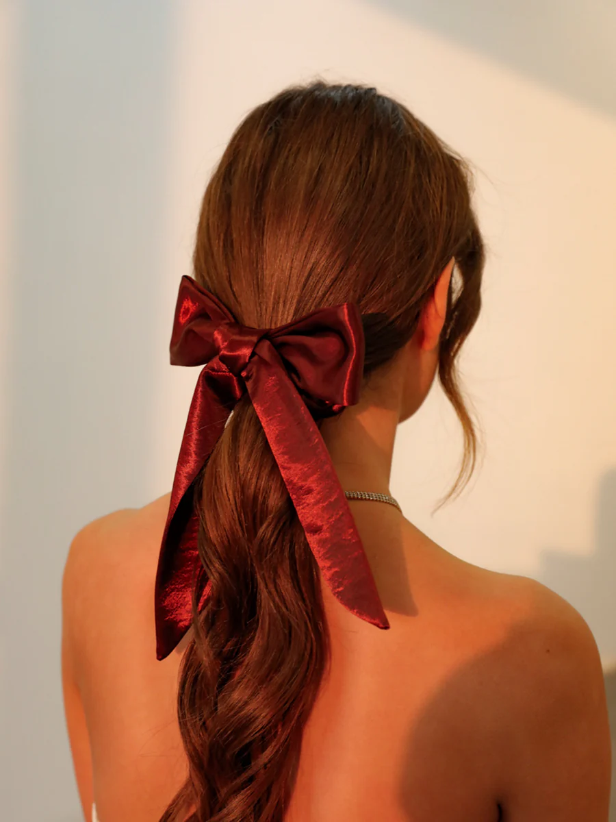 Graceful Bow Red Scrunchie - Image 4