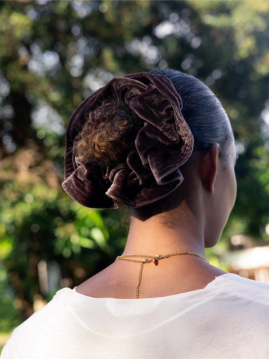Luxe Velvet Brown Scrunchie - Image 2