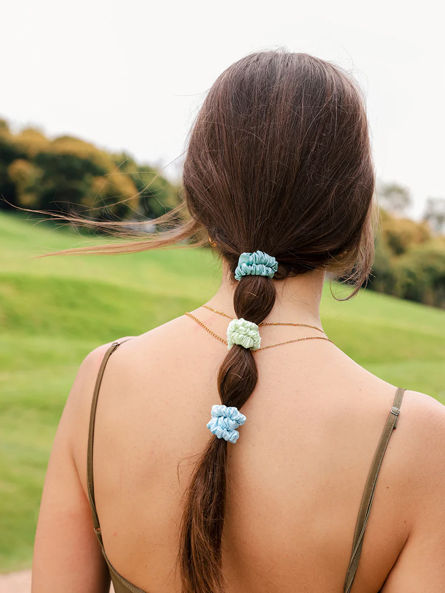 Serene Pure Silk Scrunchie Green - Image 3
