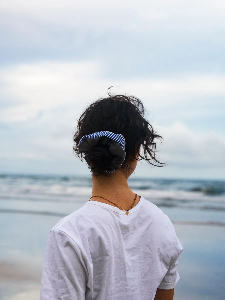 Serene Stripes Navy-striped Scrunchie - Image 3
