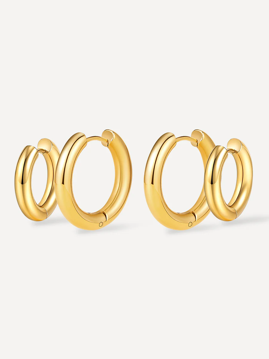 Smooth & Glossy Hoops Ohrringe Set