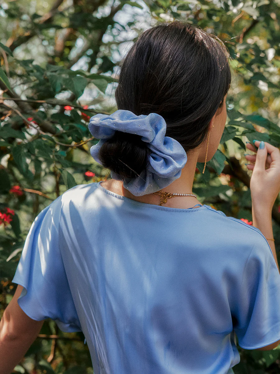 Sparkling Joy Blue Scrunchie - Image 3